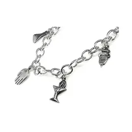 Pulsera plata Ley 925m fetiche 19.5cm. motivos farmacéutica [AB0972]