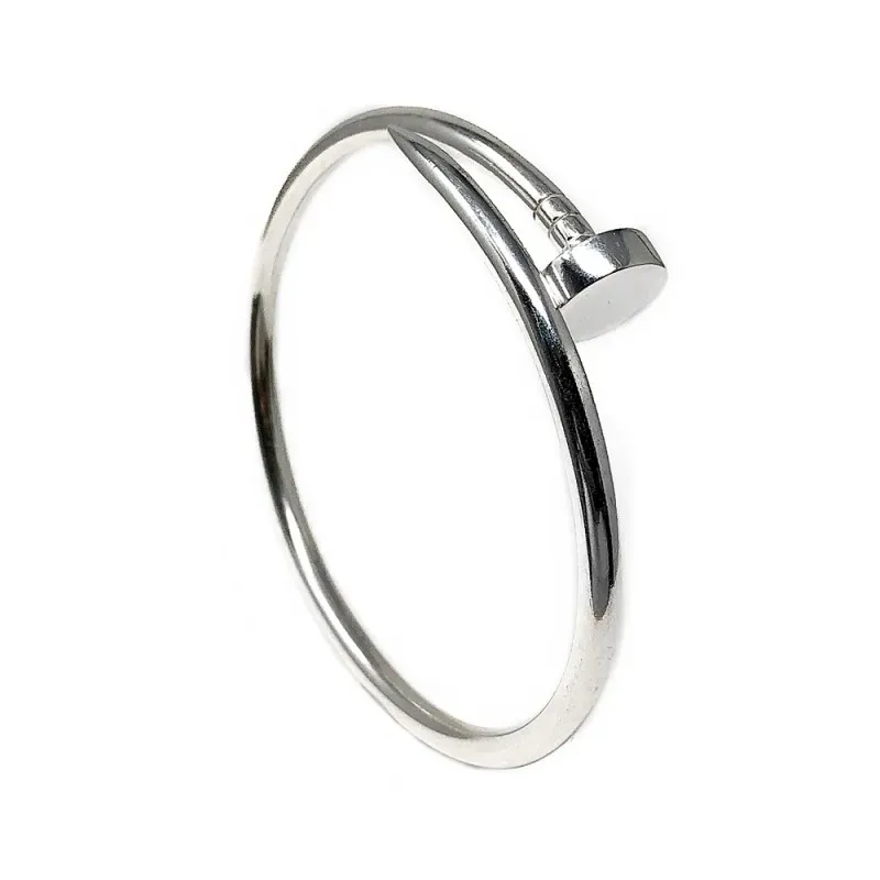 Pulsera plata Ley 925m rígida clavo [AB1612]