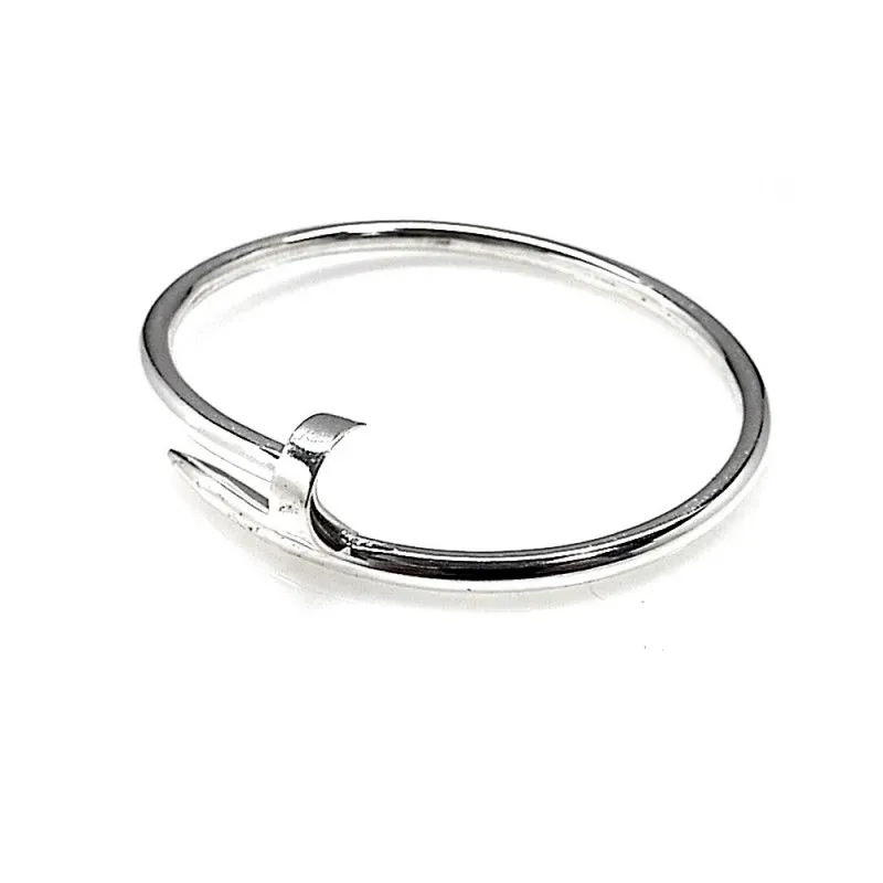 Pulsera plata Ley 925m rígida clavo [AB1612]