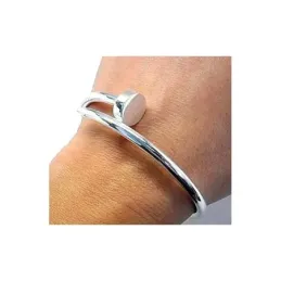 Pulsera plata Ley 925m rígida clavo [AB1612]