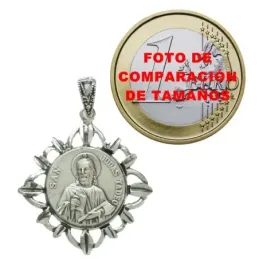 Medalla colgante plata ley 925m San Judas Tadeo hojas 20mm. [AB2776]