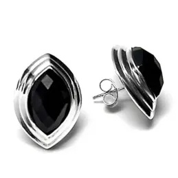 Pendientes plata ley 925m ovalado piedra ónix [AB2528]
