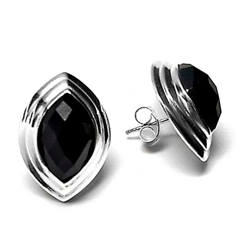 Pendientes plata ley 925m ovalado piedra ónix [AB2528]