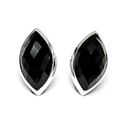 Pendientes plata ley 925m ovalado piedra ónix [AB2531]