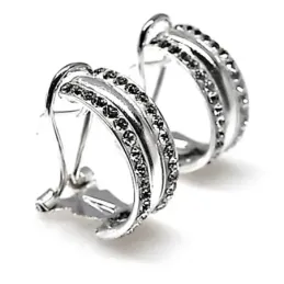 Pendientes plata ley 925m banda lisa bandas piedras [AB2747]
