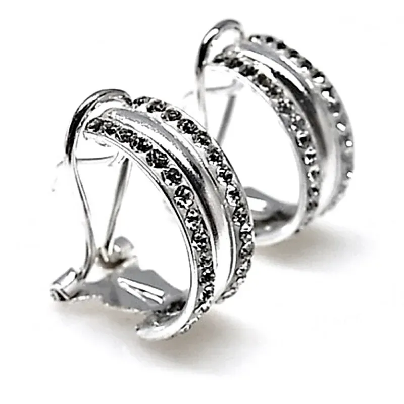 Pendientes plata ley 925m banda lisa bandas piedras [AB2747]