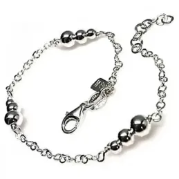 Pulsera plata Ley 925m lisa bolas diferentes tamaños  [AB4293]
