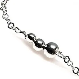 Pulsera plata Ley 925m lisa bolas diferentes tamaños  [AB4293]