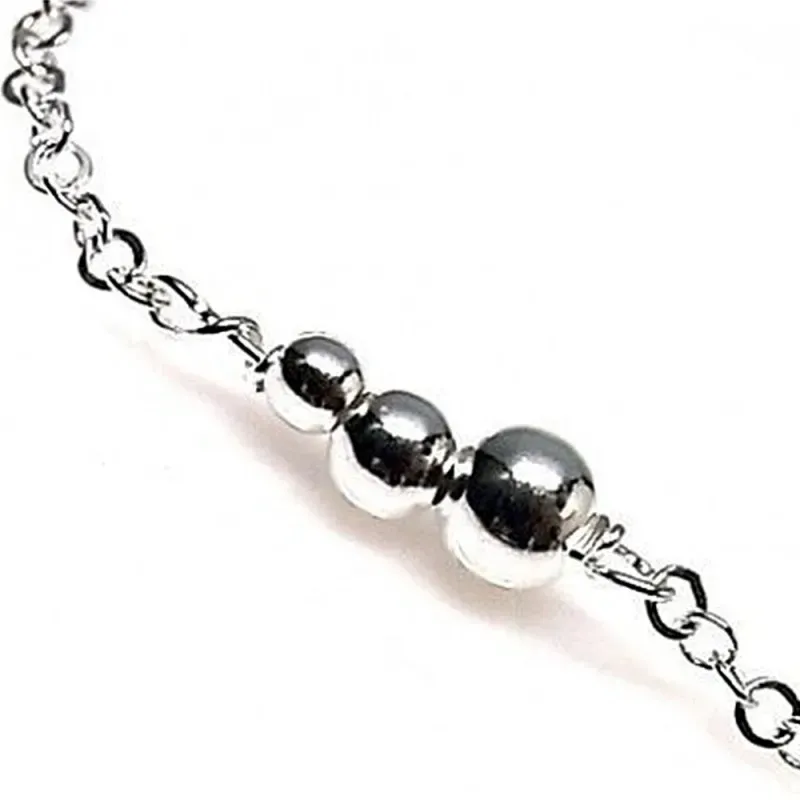 Pulsera plata Ley 925m lisa bolas diferentes tamaños  [AB4293]