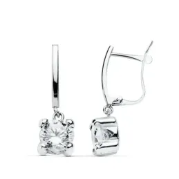 Pendientes oro blanco 18k largos garras circonita 20mm. [AB4638]
