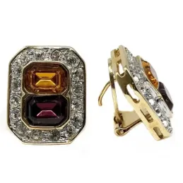 Pendientes bisutería metal dorados 21mm. rectangulares [AB4983]