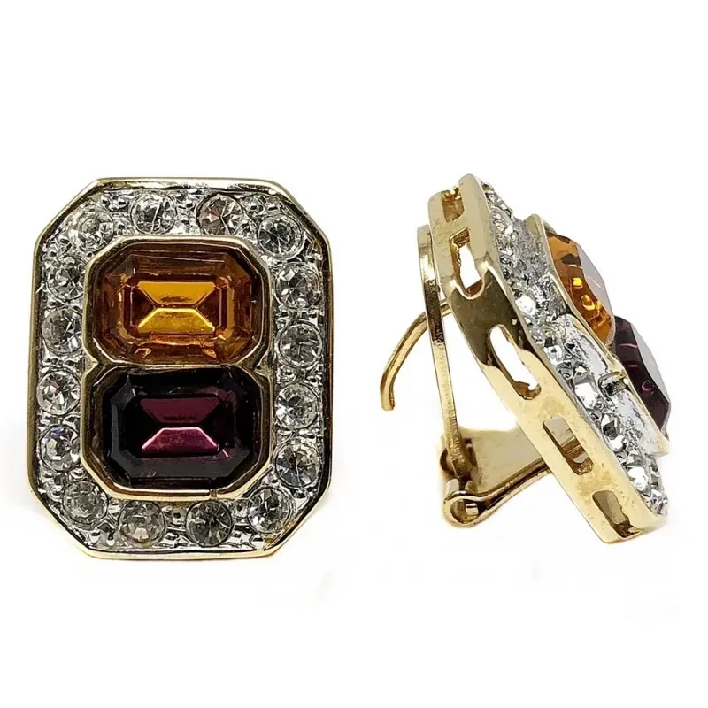 Pendientes bisutería metal dorados 21mm. rectangulares [AB4983]