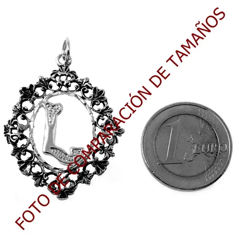 Colgante plata Ley 925m letra L 35mm. chapado oro oxidado [AB7212]