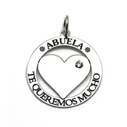 Colgante plata Ley 925m 25mm TE QUEREMOS MUCHO ABUELA corazón [AC0332]