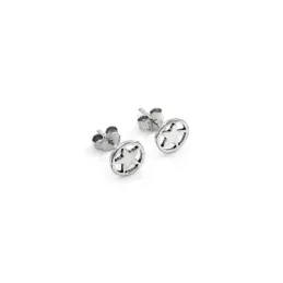 Pendientes plata Ley 925m estrella 6mm. cerco lisos calados [AC0608]
