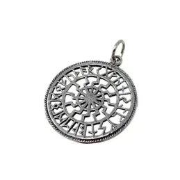 Colgante plata Ley 925m runas caladas 26mm. alfabeto celta vikingo unisex