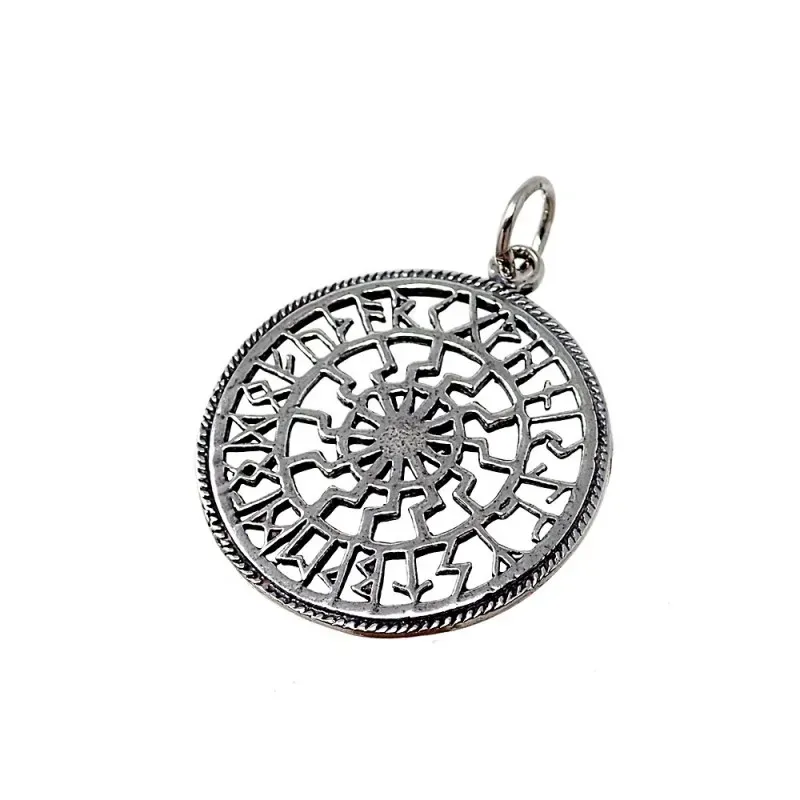 Colgante plata Ley 925m runas caladas 26mm. alfabeto celta vikingo unisex