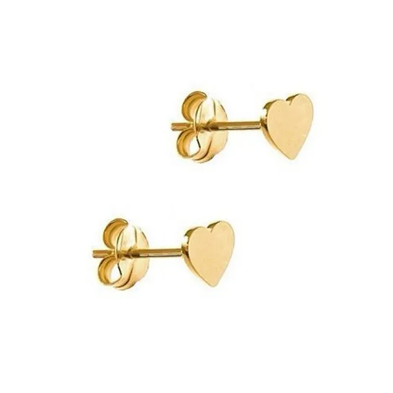 Pendientes plata Ley 925m chapada oro par corazón 5mm. cierre presión mujer