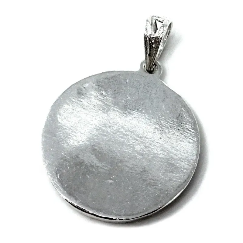 Medalla colgante plata Ley 925m maciza 22mm Nuestra Señora Virgen de Luna de Pozoblanco trasera lisa