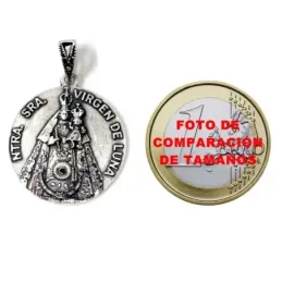 Medalla colgante plata Ley 925m maciza 22mm Nuestra Señora Virgen de Luna de Pozoblanco trasera lisa