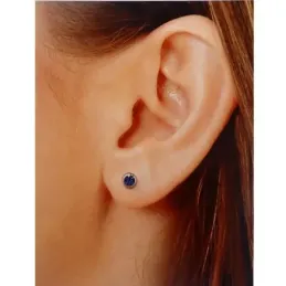 Pendientes plata Ley 925m mariquita azul 5mm. niña cierre presión