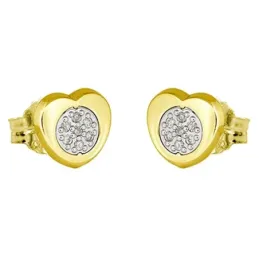 Pendientes oro bicolor 18k coleccción Moonlight 7mm. diamantes brilla