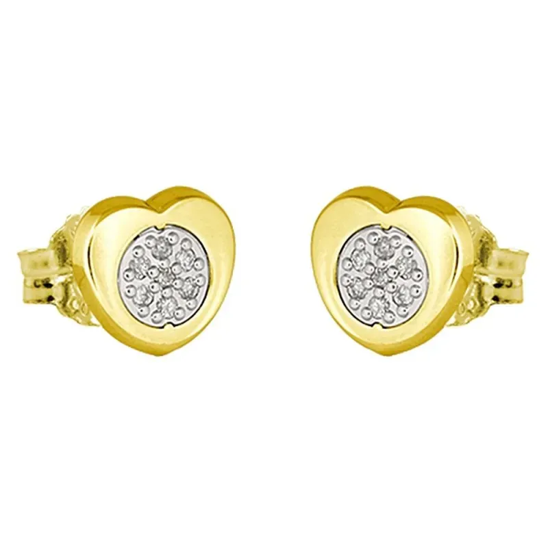 Pendientes oro bicolor 18k coleccción Moonlight 7mm. diamantes brilla