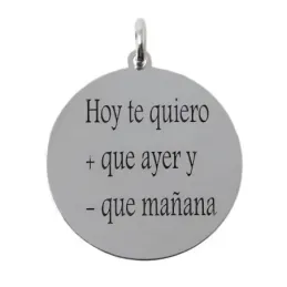 Colgante plata Ley 925m medalla amor enamorados chapa lisa pareja tra