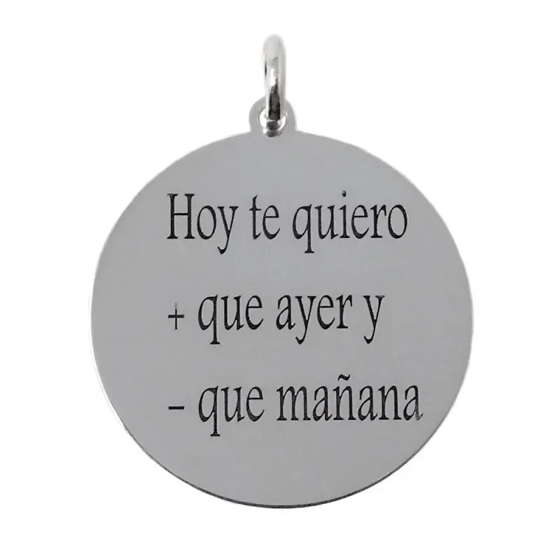 Colgante plata Ley 925m medalla amor enamorados chapa lisa pareja tra