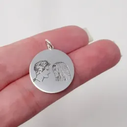 Colgante plata Ley 925m medalla amor enamorados chapa lisa pareja tra