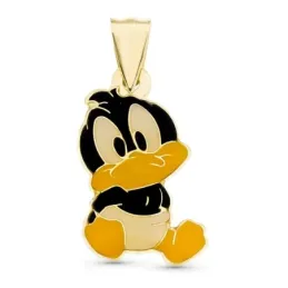 Colgante oro 18k Pato Lucas Looney Tunes esmaltado