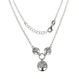 Gargantilla plata Ley 925m mujer 42 cm. árbol de la vida colgante 10