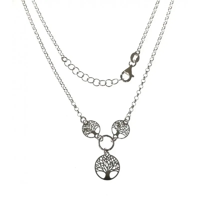 Gargantilla plata Ley 925m mujer 42 cm. árbol de la vida colgante 10
