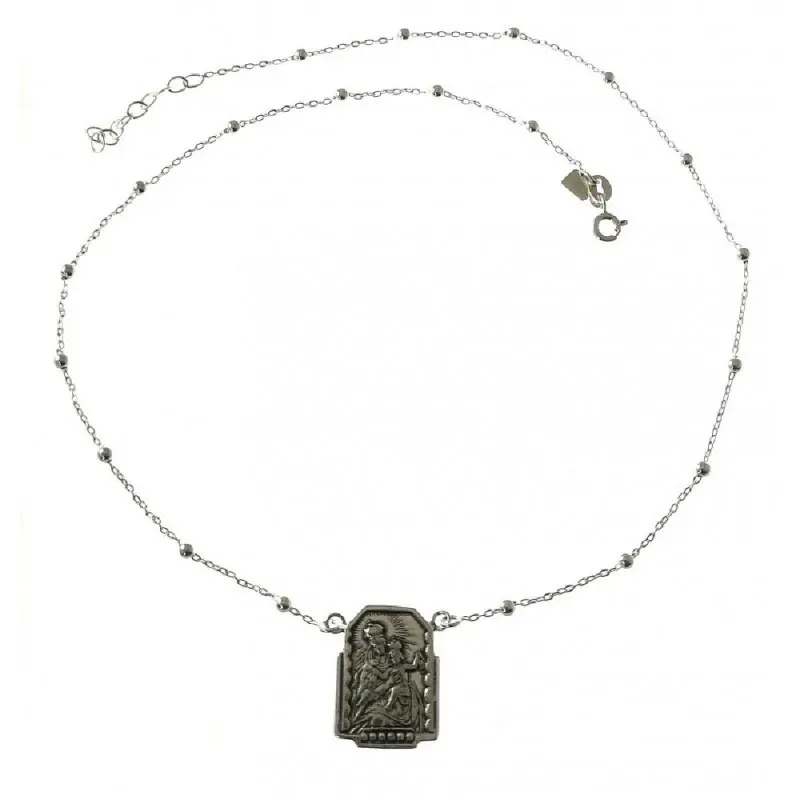 Gargantilla plata Ley 925m mujer escapulario doble cara 2 cm. combina