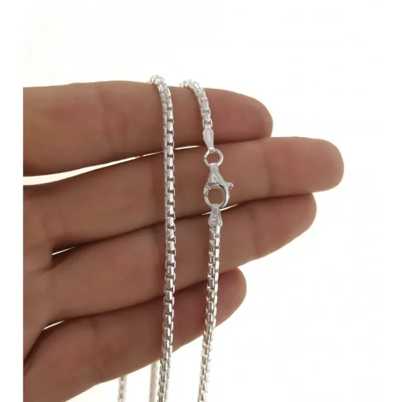 Cadena plata Ley 925m unisex 60 cm. Veneciana redonda mosquetón