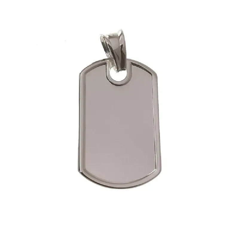 Chapa militar colgante plata Ley 925m lisa 28 mm. relieve bordes