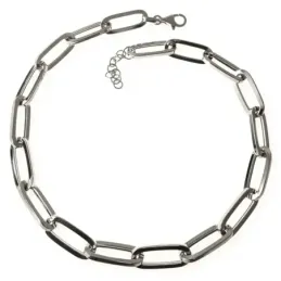 Gargantilla plata Ley 925m mujer 41 cm. cadena forzada alargada mosqu