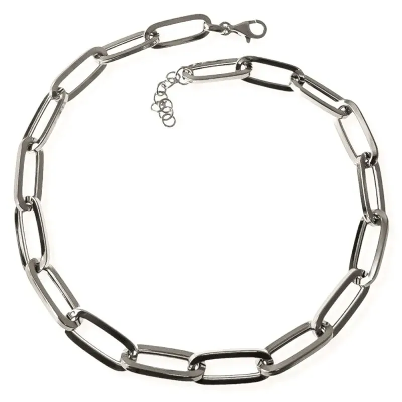 Gargantilla plata Ley 925m mujer 41 cm. cadena forzada alargada mosqu