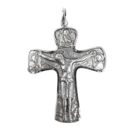Cruz bizantina Cristo italiana plata Ley 925m unisex 6 cm. tres ángel
