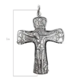 Cruz bizantina Cristo italiana plata Ley 925m unisex 6 cm. tres ángel