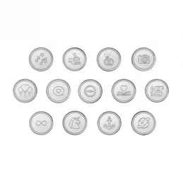 Arras de boda civil plata Ley 925m 20 mm. bisel detalle iconos modern