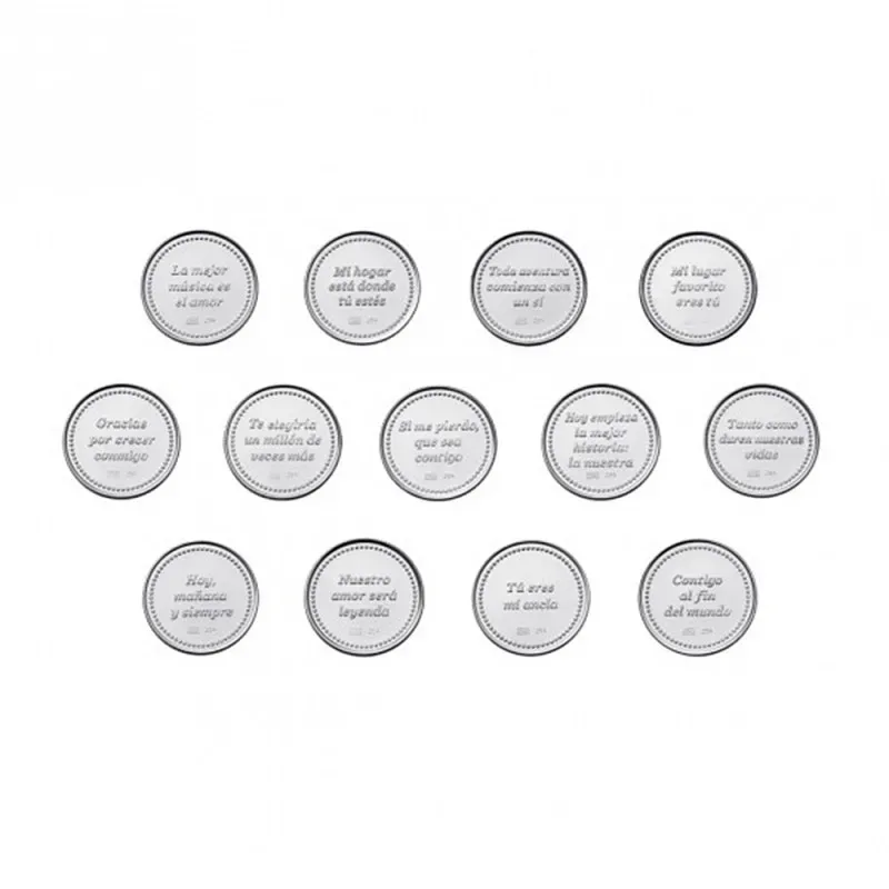 Arras de boda civil plata Ley 925m 20 mm. bisel detalle iconos modern