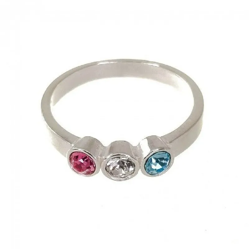 Sortija plata Ley 925m mujer cabeza tres chatones circonitas 3 mm. co