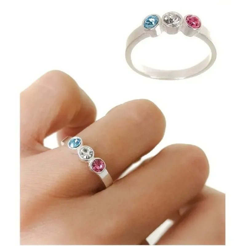 Sortija plata Ley 925m mujer cabeza tres chatones circonitas 3 mm. co