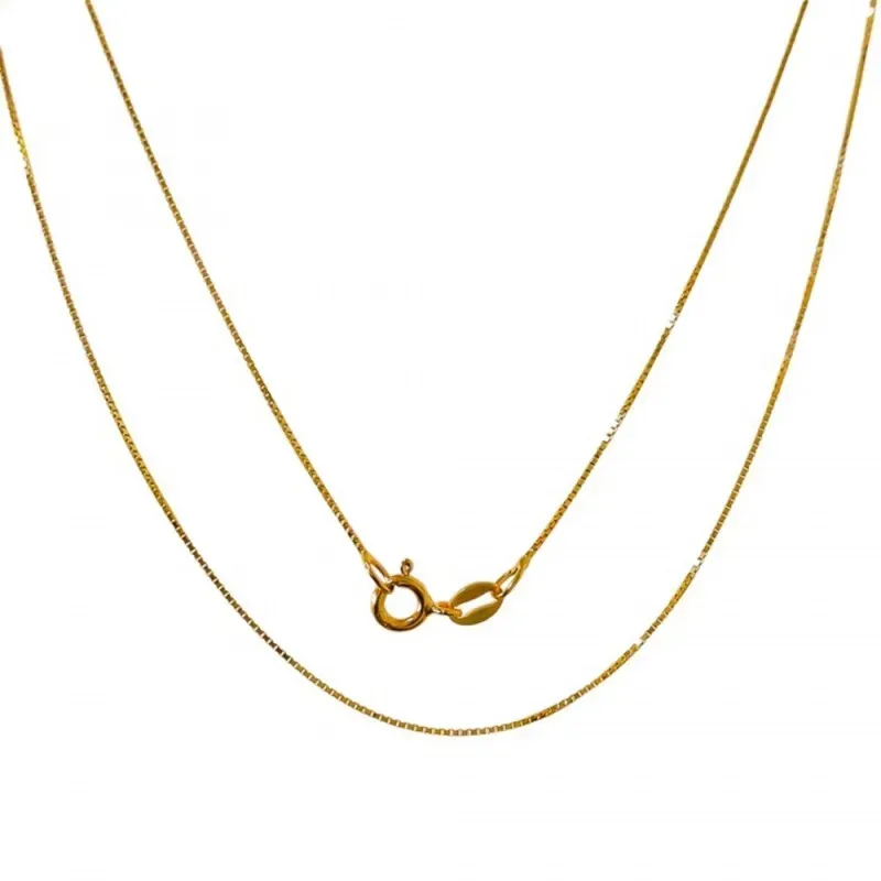 Cadena Plata Ley 925m chapada oro 40 cm. modelo veneciana cierre reas