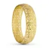 Pulsera Oro 18k rígida flores motivos calados brazalete media caña