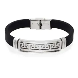Pulsera Acero Inoxidable 316L hombre 20.5 cm. caucho negro 9 mm. deta