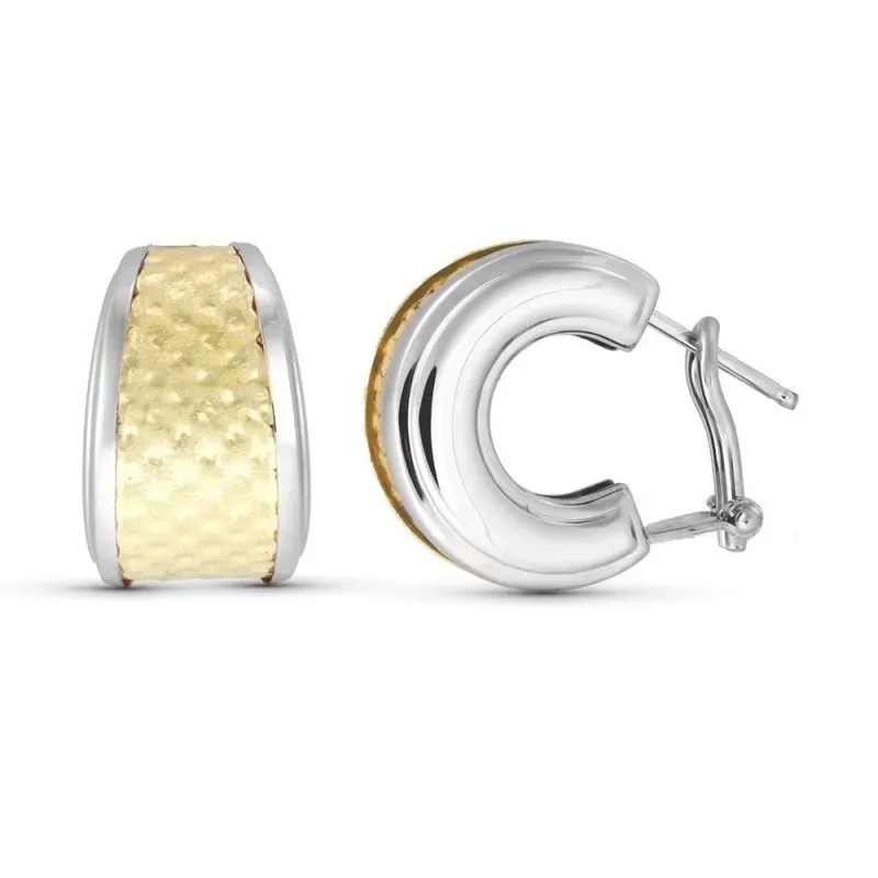 Pendientes Oro Bicolor 18k mujer 18 mm. detalles