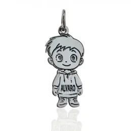 Colgante Plata Ley 925m unisex 20 mm. figura niño nombre personalizab