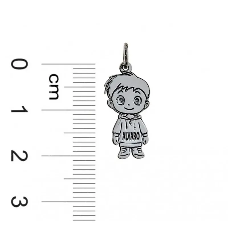 Colgante Plata Ley 925m unisex 20 mm. figura niño nombre personalizab